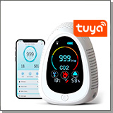 Многофункциональный Tuya Wi-Fi автономный датчик 4 в 1 - HTI-0141-WT -  углекислый газ (CO2)+влажность+температура+дым