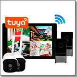 Комплект беспроводной Wi-Fi домофон SkyNet 1000 (2+2) + 2 панели вызова и 2 камеры наблюдения